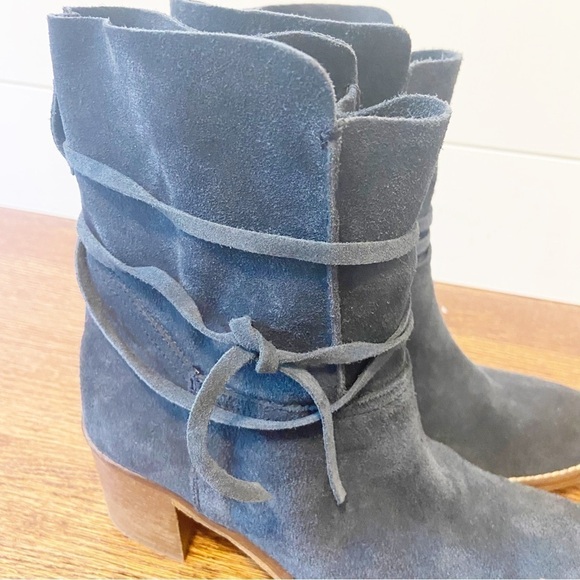Matta NY | Florentia Italian Blue Suede/ Leather Ankle Boot Size 37 1/2- US 7.5 - Picture 9 of 12
